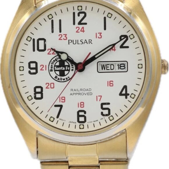 Vintage 36mm Pulsar V733-9A40 Railroad Approved Men's Quartz Wristwatch Japan - Picture 2 of 6